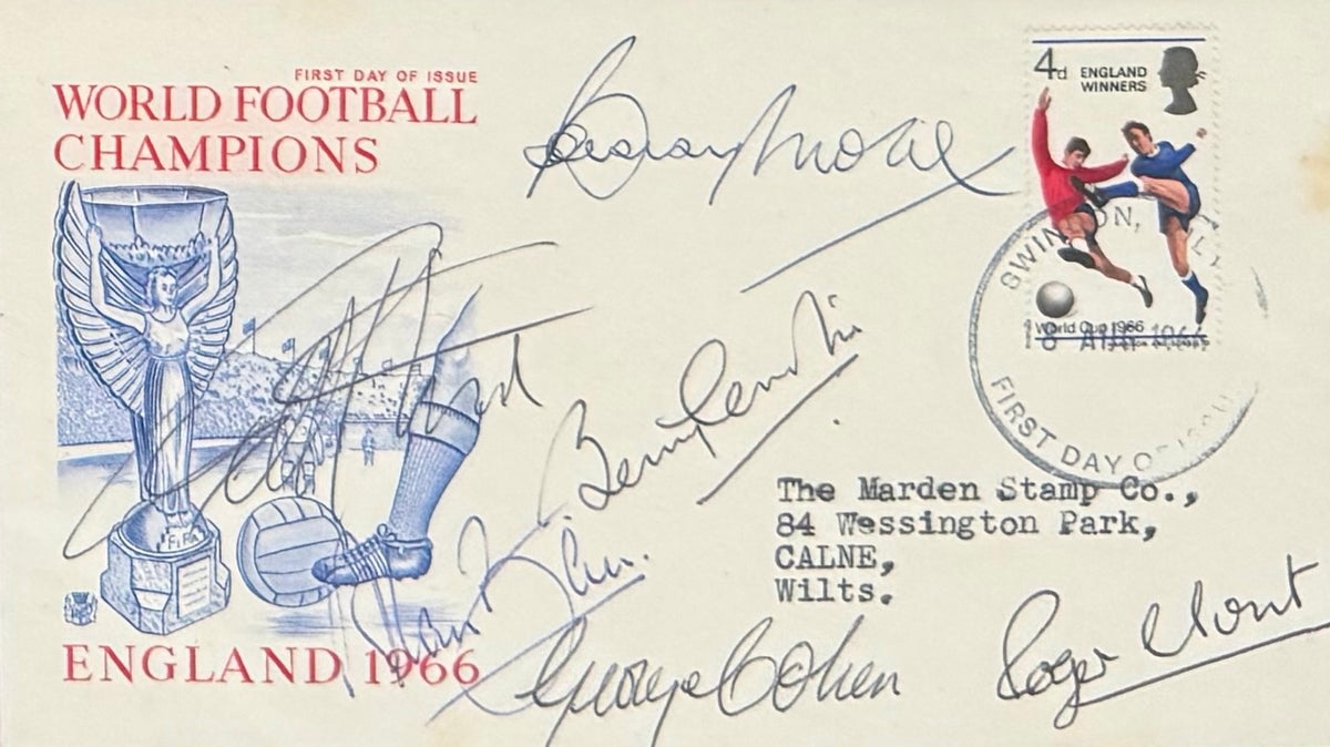 England 1966 Team (including Moore) Multi-Hand Signed FDC First Day Cover & AFTAL COA