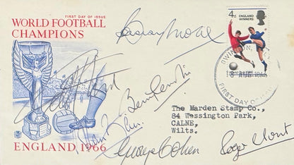 England 1966 Team (including Moore) Multi-Hand Signed FDC First Day Cover & AFTAL COA