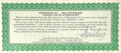 Muhammad Ali, 'The Greatest'. Hand Signed Mounted FDC Presentation & COA
