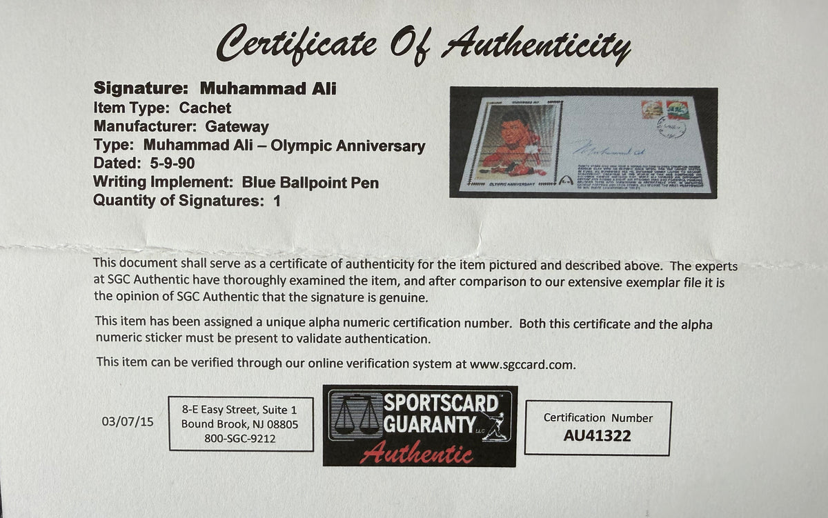 Muhammad Ali, 'The Greatest'. Hand Signed Mounted FDC Presentation & COA