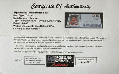 Muhammad Ali, 'The Greatest'. Hand Signed Mounted FDC Presentation & COA