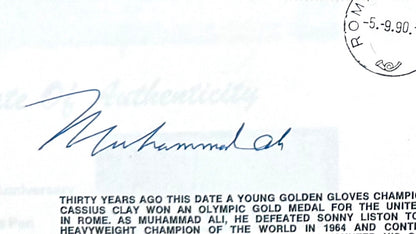 Muhammad Ali, 'The Greatest'. Hand Signed Mounted FDC Presentation & COA