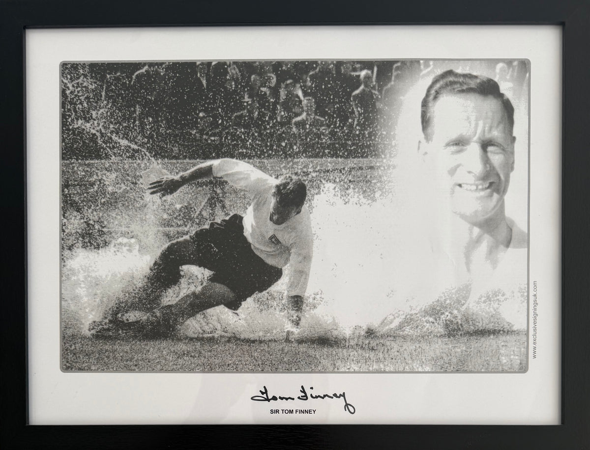 Tom Finney, PNE England Legend, Hand Signed Framed Photo & AFTAL COA