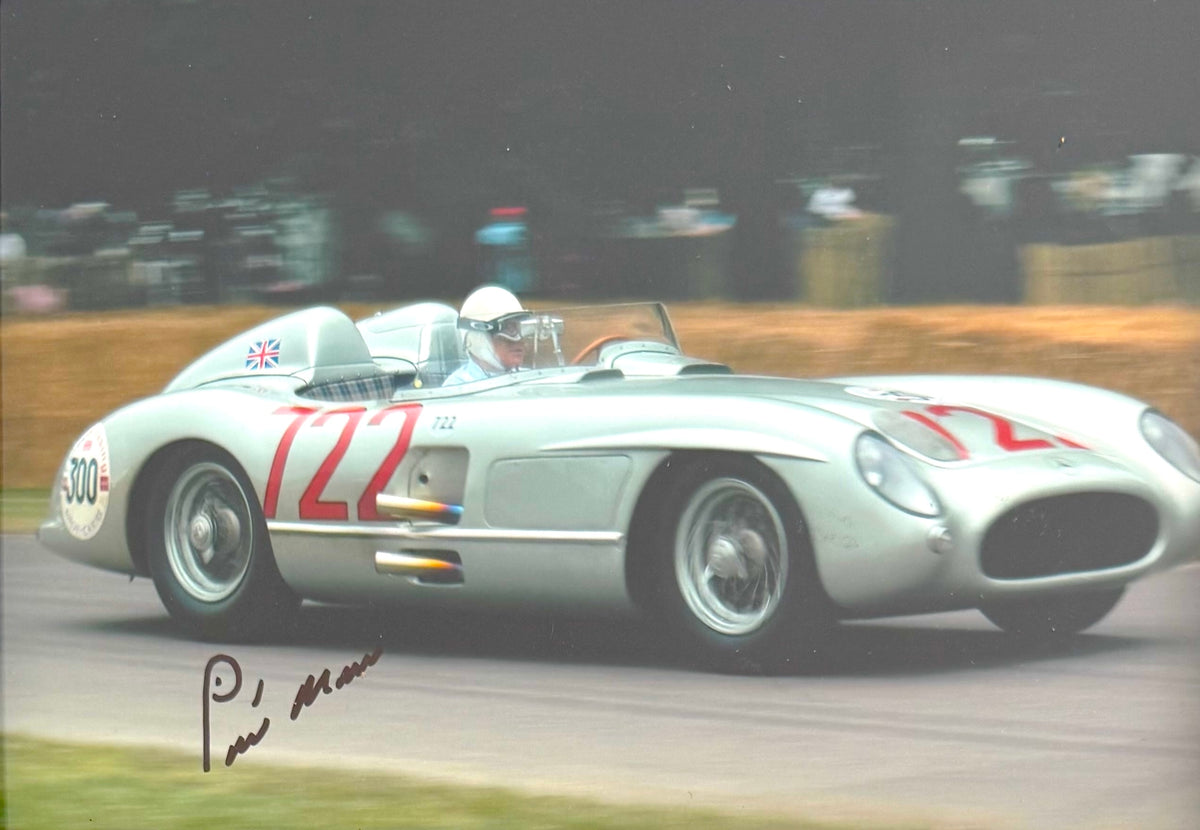 Sir Stirling Moss Hand Signed Framed 17cm x 12cm Photo With AFTAL COA