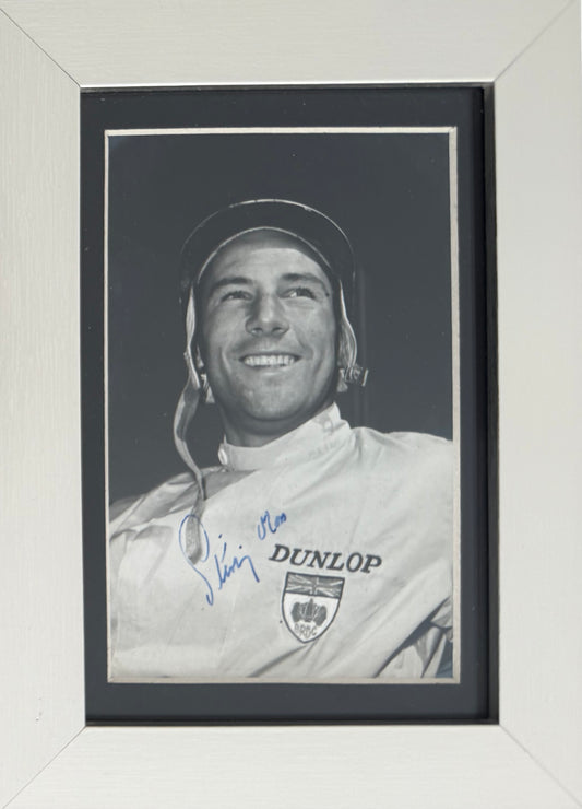Sir Stirling Moss Hand Signed Framed 15cm x 10cm Photo With AFTAL COA
