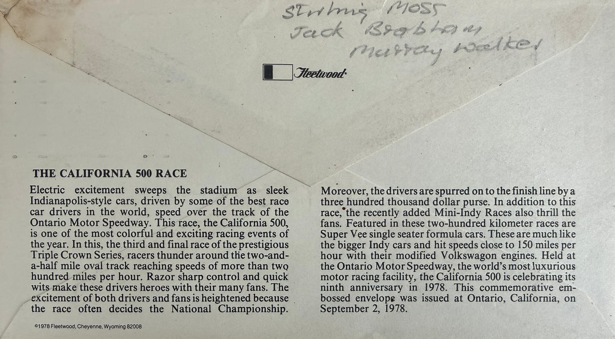 Stirling Moss, Jack Brabham & Murray Walker, F1 Legends, Hand Signed Limited Edition First Day Cover (FDC) Presentation & AFTAL COA