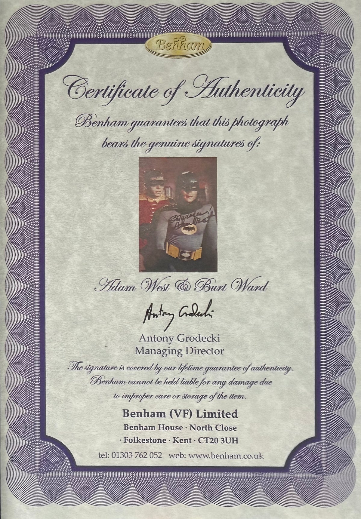 Adam West, Burt Ward, Guaranteed Hand Signed Mounted 'Batman' Presentation & COA