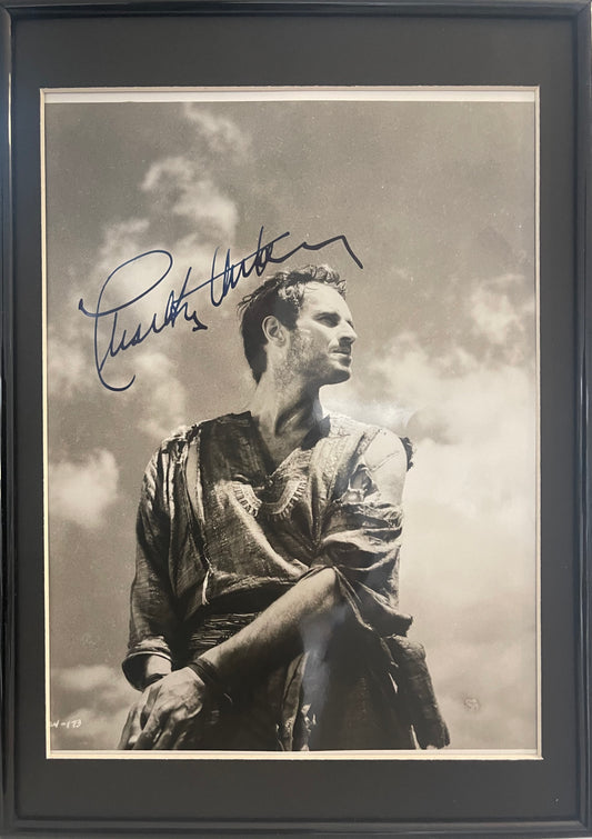 CHARLTON HESTON FAMOUS ACTOR HAND SIGNED 'BEN HUR' PHOTO WITH COA