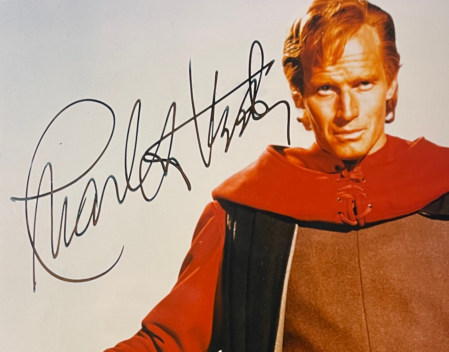 CHARLTON HESTON FAMOUS ACTOR HAND SIGNED 'EL CID' PHOTO WITH COA