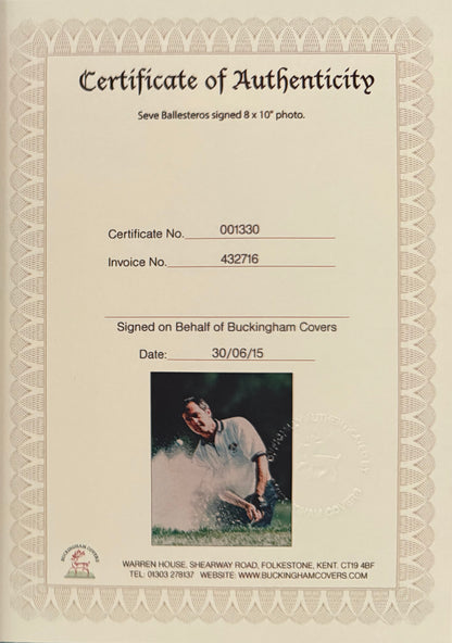 Seve Ballesteros, Golf Legend, Hand Signed Photo, 25cm x 20cm Framed & COA
