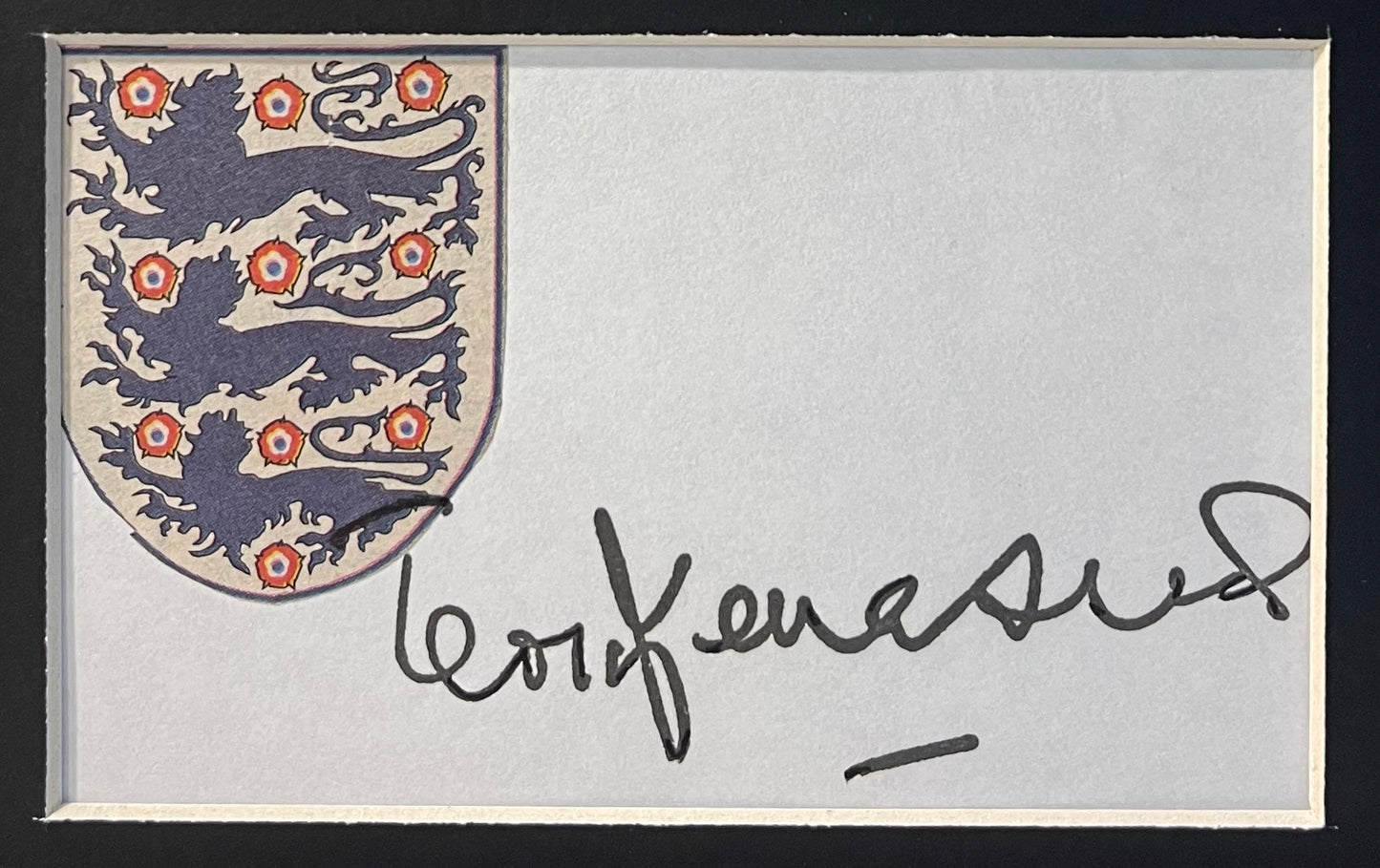 TERRY VENABLES FORMER ENGLAND MANAGER HAND SIGNED CARD PRESENTATION WITH COA