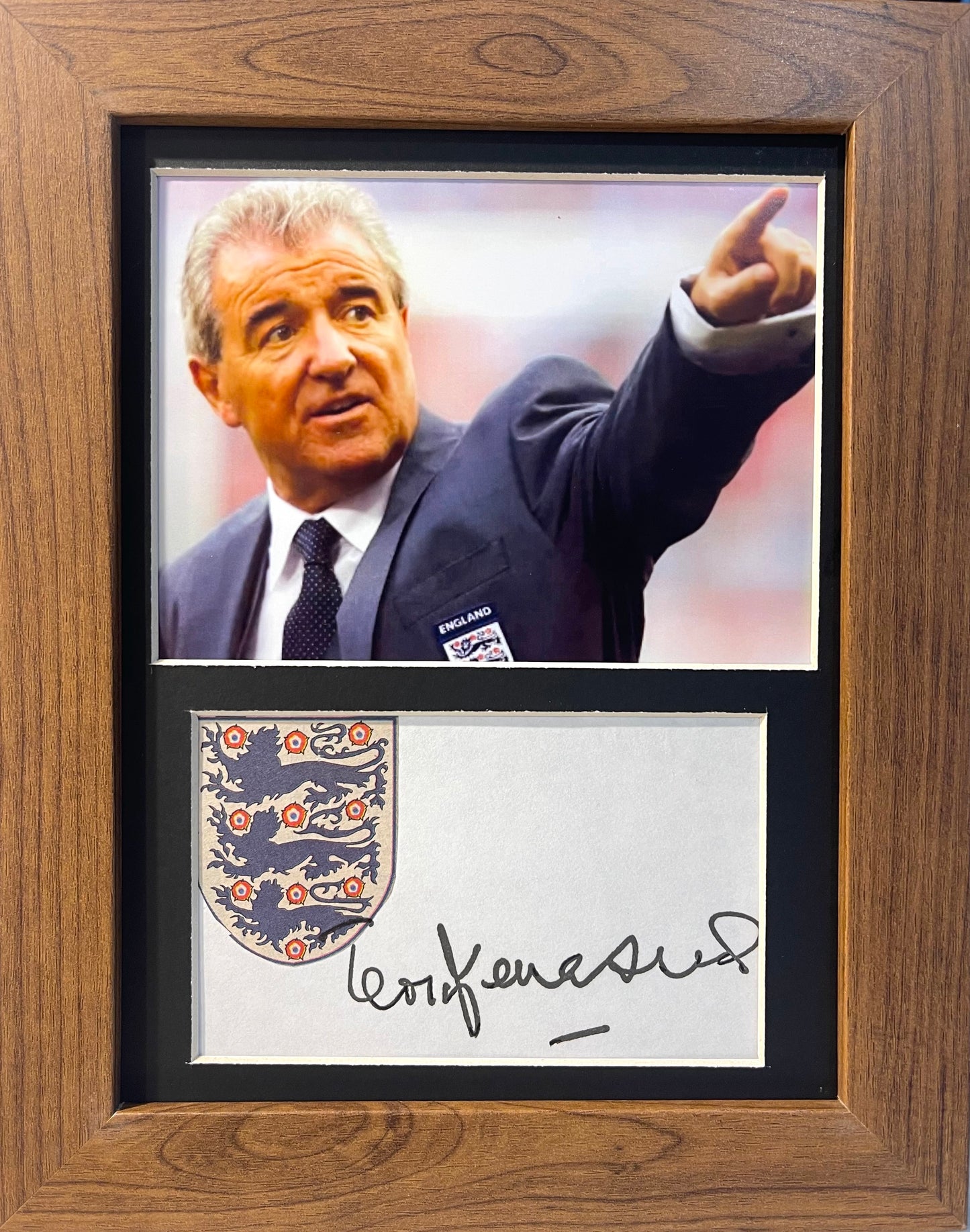 TERRY VENABLES FORMER ENGLAND MANAGER HAND SIGNED CARD PRESENTATION WITH COA