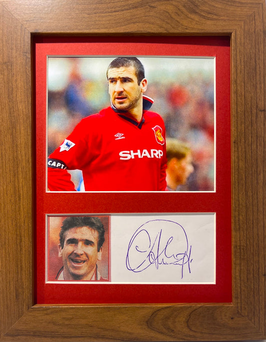 ERIC CANTONA MANCHESTER UNITED HAND SIGNED CARD PRESENTATION WITH COA