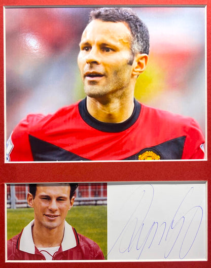 RYAN GIGGS HAND SIGNED MANCHESTER UNITED CARD, PHOTO PRESENTATION, WITH COA