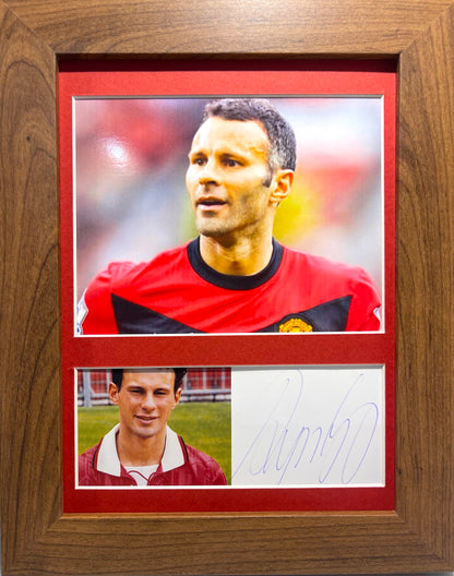 RYAN GIGGS HAND SIGNED MANCHESTER UNITED CARD, PHOTO PRESENTATION, WITH COA