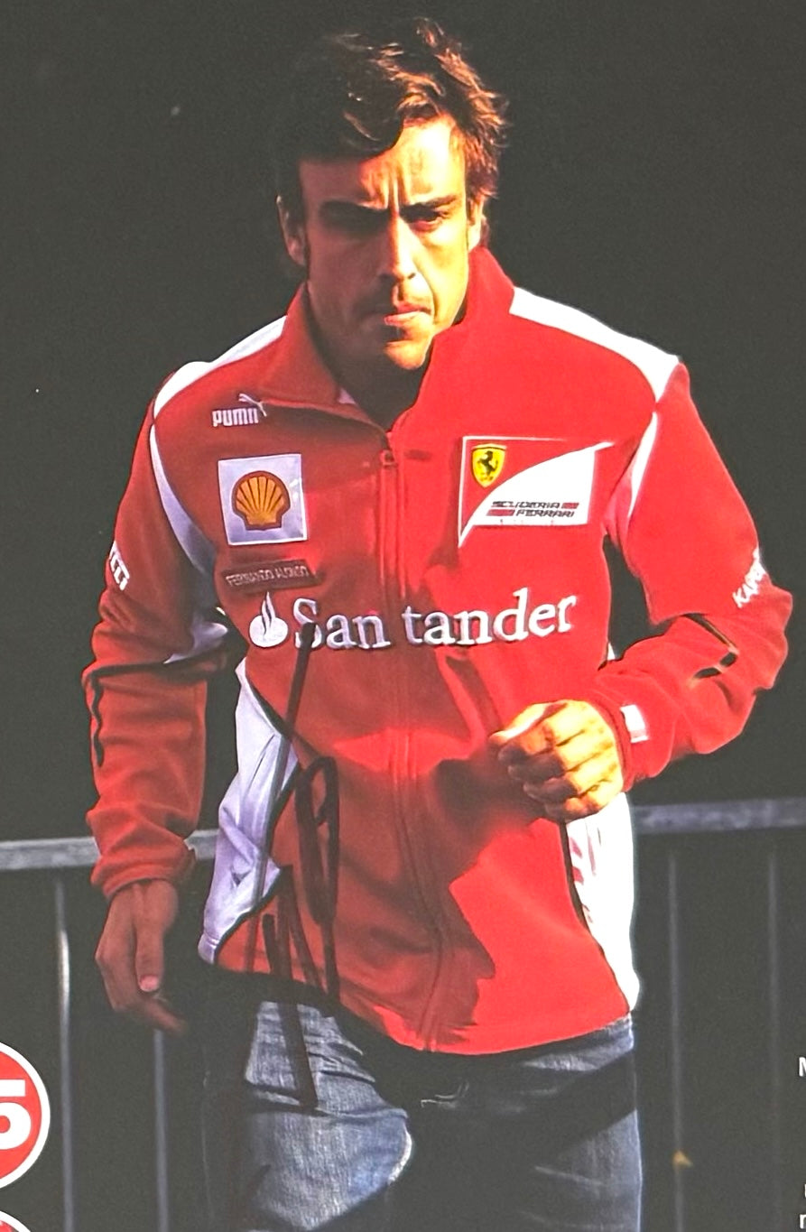 Fernando Alonso Ferrari - Hand Signed Framed Magazine Page & COA