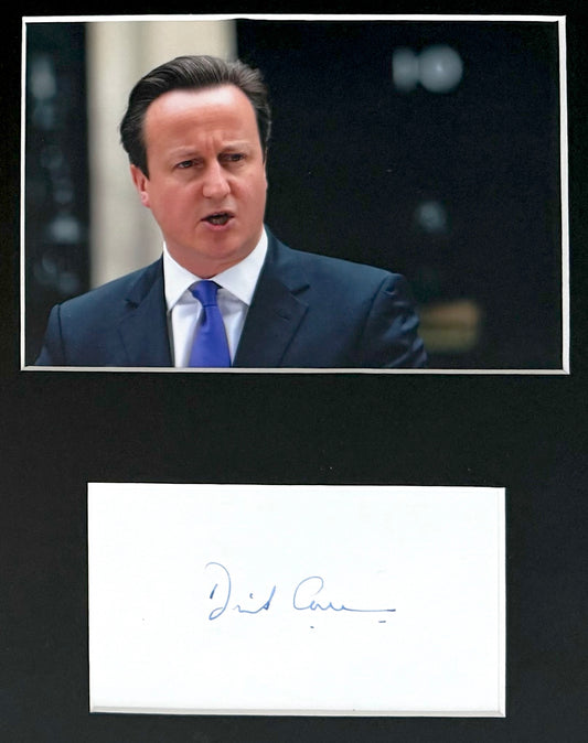 David Cameron Former British Prime Minster Hand Signed Card & Photo Presentation & COA