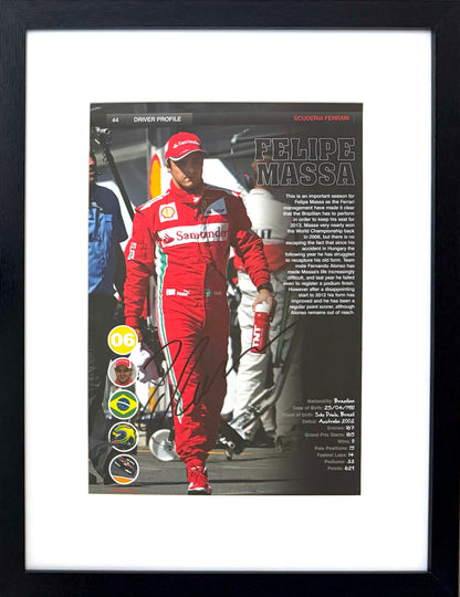 Felipe Massa, Williams, Ferrari - Hand Signed Framed Magazine Page & COA