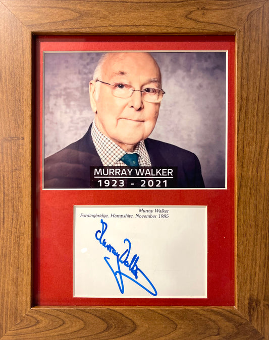 MURRAY WALKER FORMULA 1 HAND SIGNED CARD PHOTO PRESENTATION WITH COA