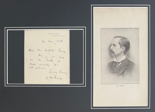 J.M. Barrie, Peter Pan Author, Guaranteed, Hand Signed Written Letter Presentation With COA