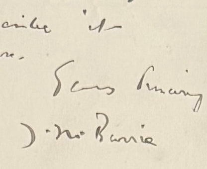J.M. Barrie, Peter Pan Author, Guaranteed, Hand Signed Written Letter Presentation With COA