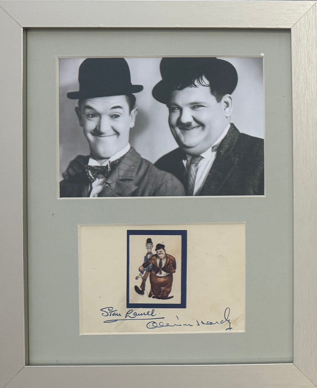 Stan Laurel and Oliver Hardy Hand Signed Card Presentation With COA