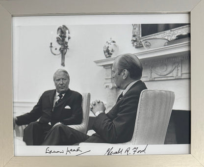 Gerald Ford, U.S President, Edward Heath, Prime Minister Dual Hand Signed Photo Presentation, With COA