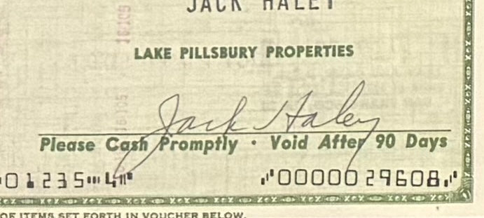 Jack Haley, 'Tin Man' Wizard of Oz, Hand Signed Framed Cheque Presentation & COA