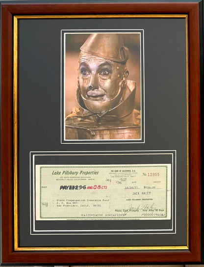 Jack Haley, 'Tin Man' Wizard of Oz, Hand Signed Framed Cheque Presentation & COA
