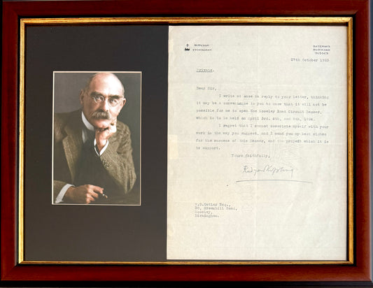 Rudyard Kipling, Jung Book Author, Guaranteed, Hand Signed Written Letter Presentation With COA