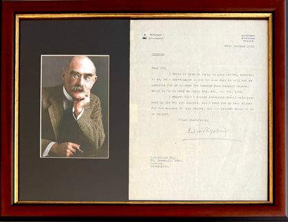 Rudyard Kipling, Jung Book Author, Guaranteed, Hand Signed Written Letter Presentation With COA