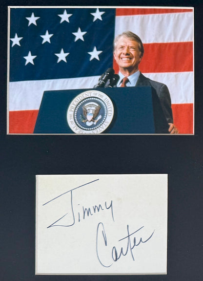 Jimmy Carter, Former President, Hand Signed Card, Photo Presentation, With COA