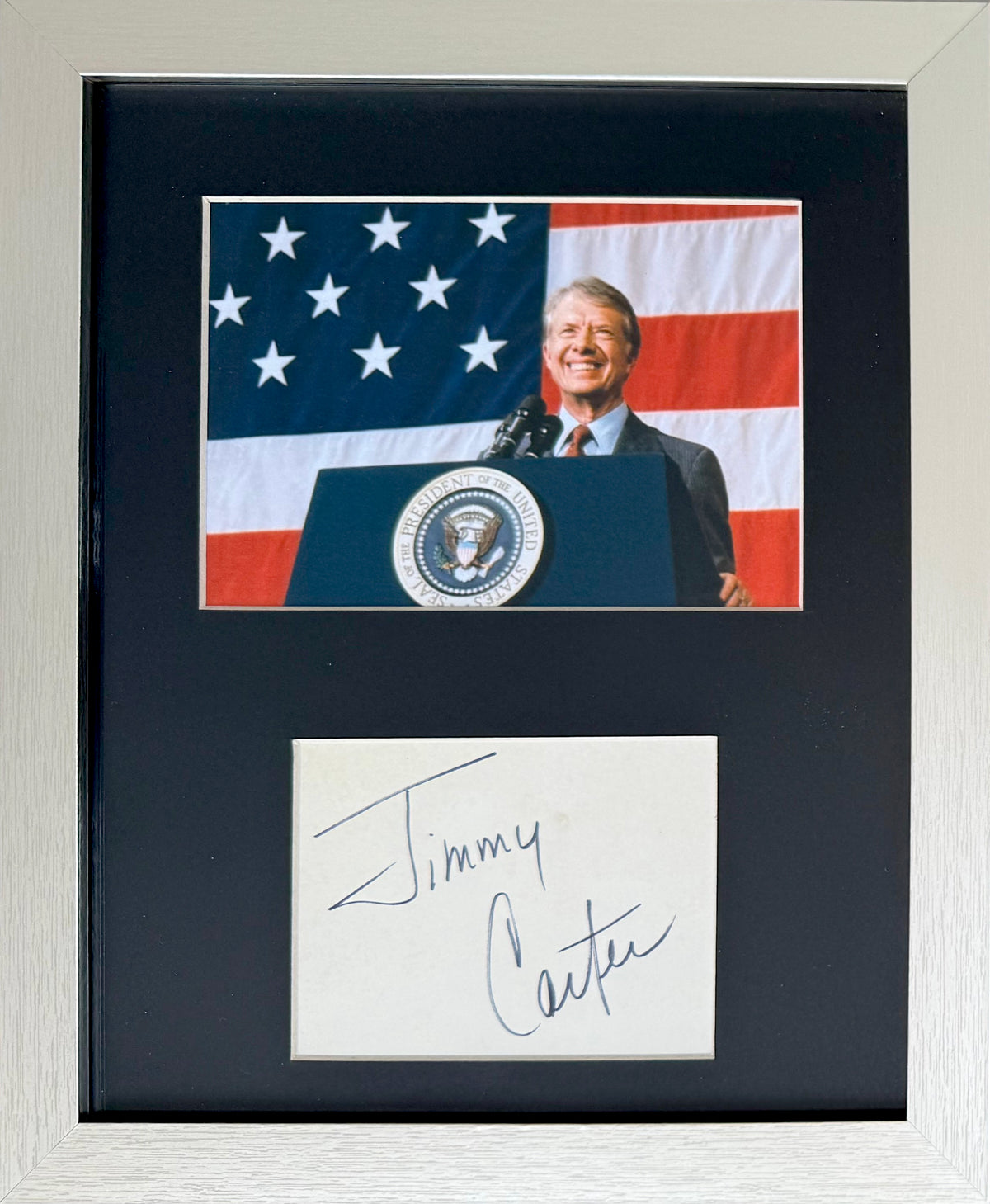 Jimmy Carter, Former President, Hand Signed Card, Photo Presentation, With COA
