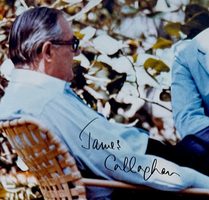 Gerald Ford, U.S President, James Callaghan, Prime Minister Dual Hand Signed Photo Presentation, With COA