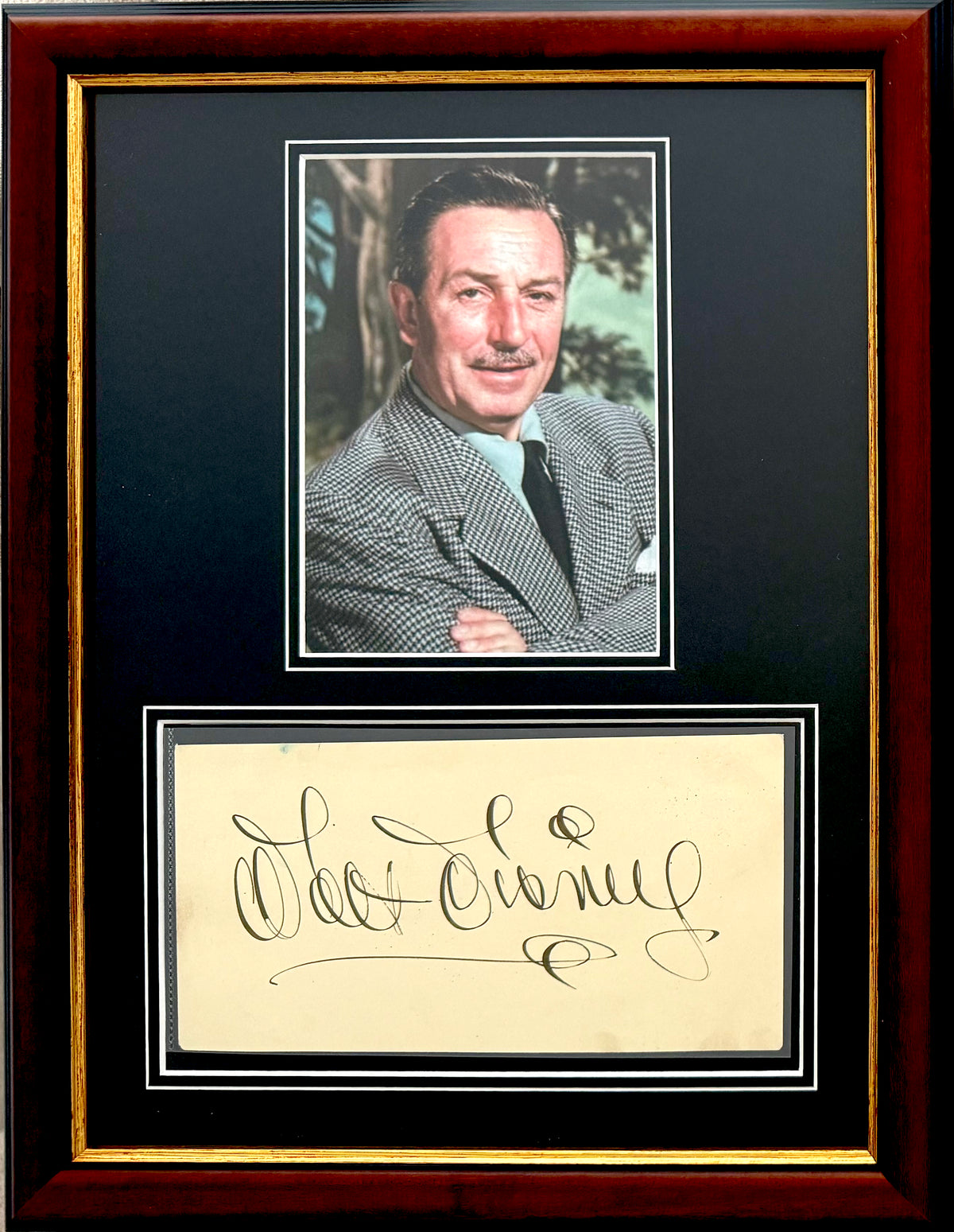 Walt Disney, SUPER RARE Hand Signed Framed Mounted Original Card With IAAE COA