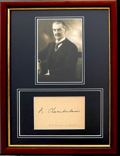 Neville Chamberlain, Former British Prime Minister, Hand Signed Card Presentation With COA