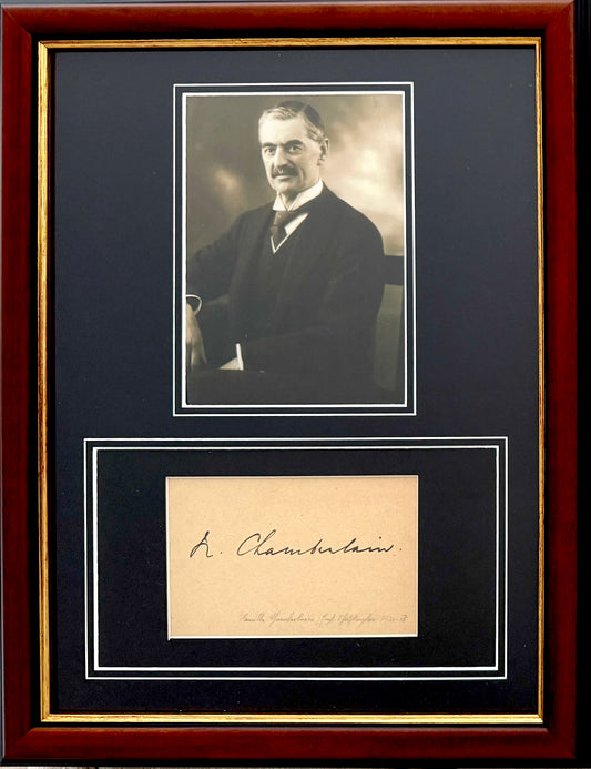 Neville Chamberlain, Former British Prime Minister, Hand Signed Card Presentation With COA