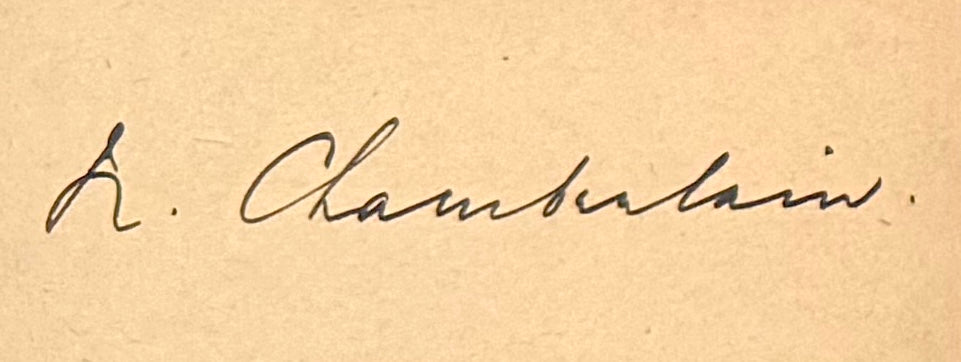 Neville Chamberlain, Former British Prime Minister, Hand Signed Card Presentation With COA
