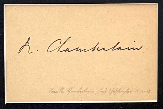 Neville Chamberlain, Former British Prime Minister, Hand Signed Card Presentation With COA