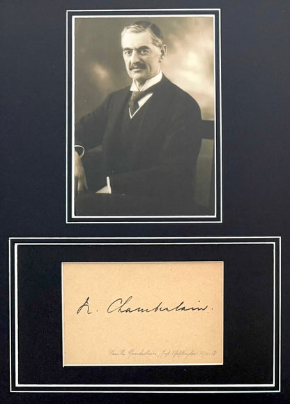 Neville Chamberlain, Former British Prime Minister, Hand Signed Card Presentation With COA