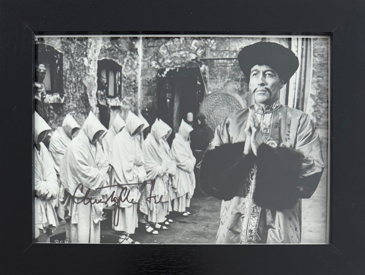 Christopher Lee, Hand Signed 'Dr Fu Manchu' Framed Photo With COA