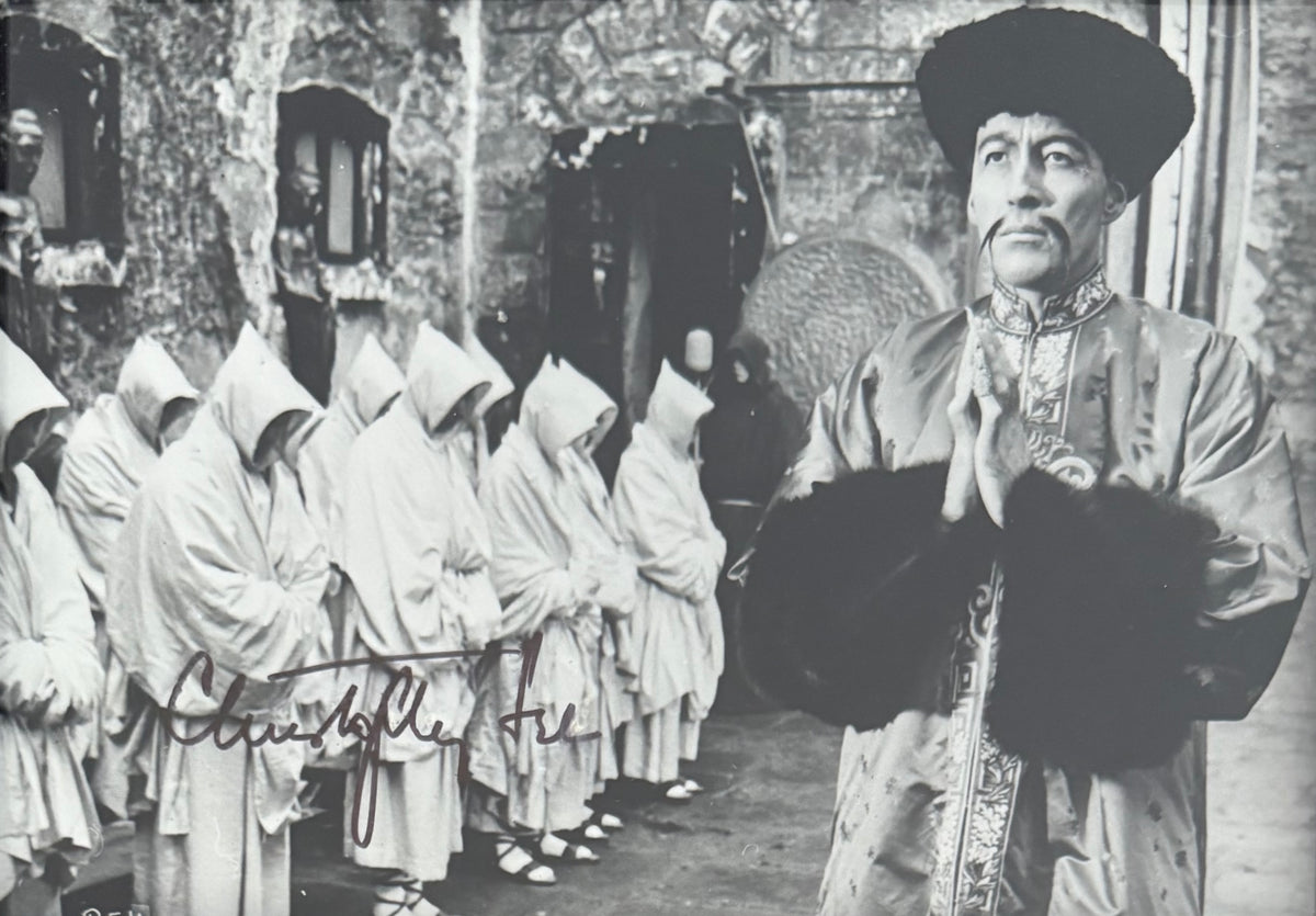 Christopher Lee, Hand Signed 'Dr Fu Manchu' Framed Photo With COA