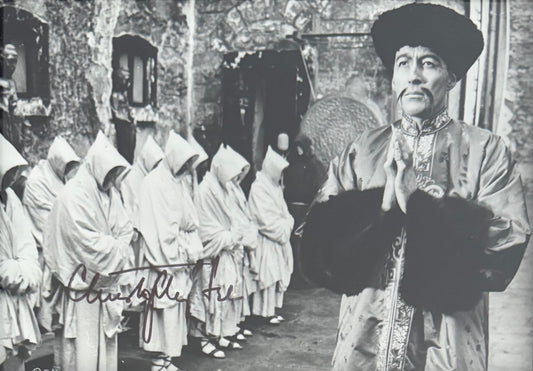 Christopher Lee, Hand Signed 'Dr Fu Manchu' Framed Photo With COA