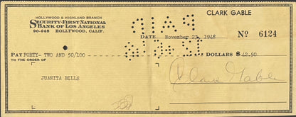 Clark Gable Framed Hand Signed Cheque & Photo Presentation With COA