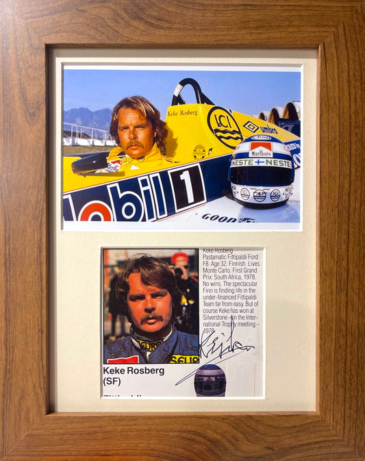 KEKE ROSBERG FORMULA 1 HAND SIGNED MAGAZINE PHOTO PRESENTATION WITH COA