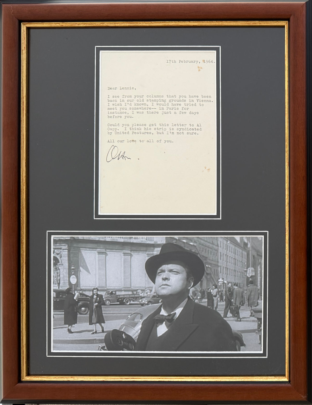 Orson Welles, Actor, Director, Hand Signed 40cm x 30cm Card Presentation & COA