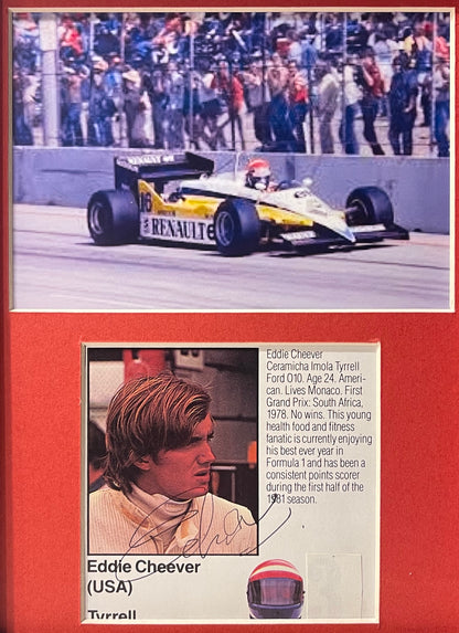 EDDIE CHEEVER FORMULA 1 HAND SIGNED MAGAZINE PHOTO PRESENTATION WITH COA