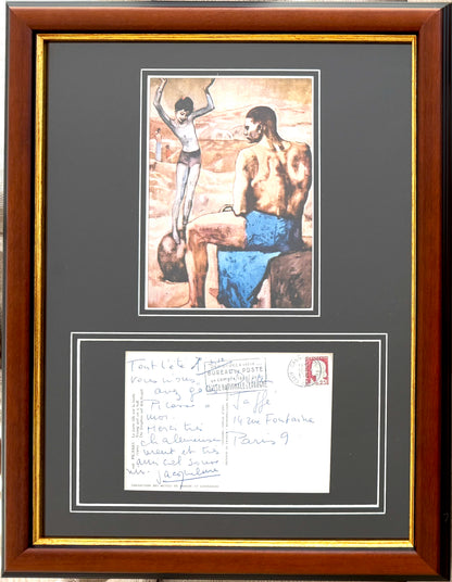 Pablo Picasso Hand Signed Jaqueline Roque Hand Written Framed Postcard & COA