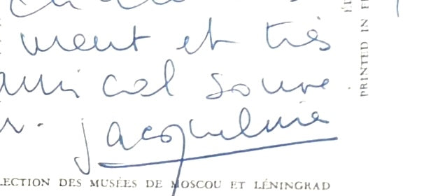 Pablo Picasso Hand Signed Jaqueline Roque Hand Written Framed Postcard & COA
