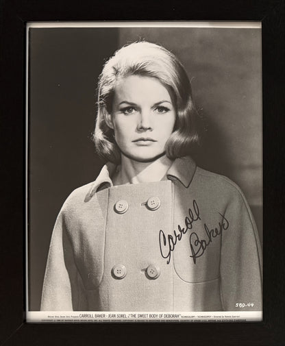 Carroll Baker, U.S. Actress, Hand Signed Framed Photo, 25cm x 20cm With COA